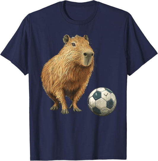 Capybara Soccer T-Shirt - T-Shirt | Navy