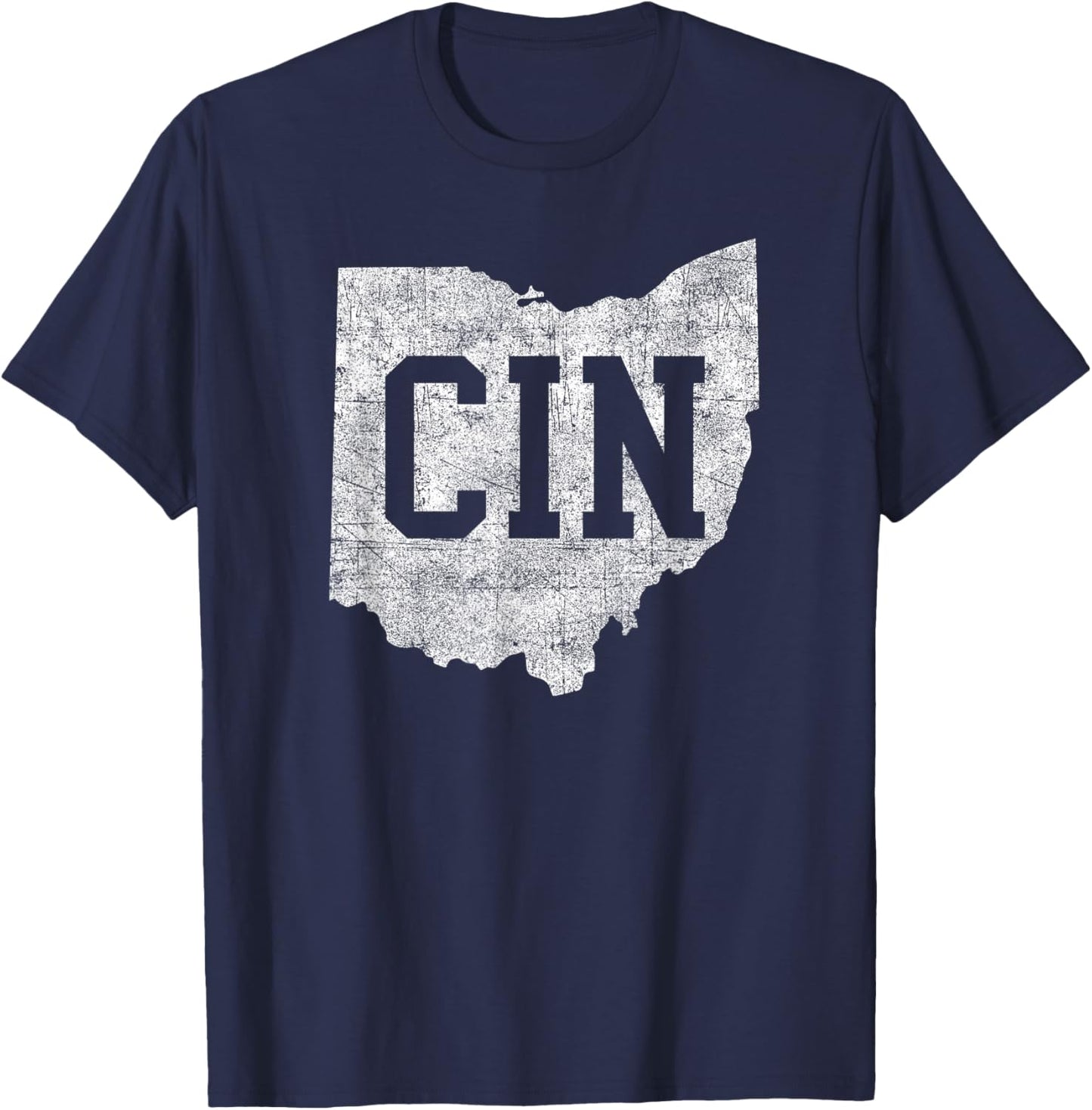 Retro CIN Cincinnati Ohio Travel Souvenir Vintage Style T-Shirt - T-Shirt | Navy