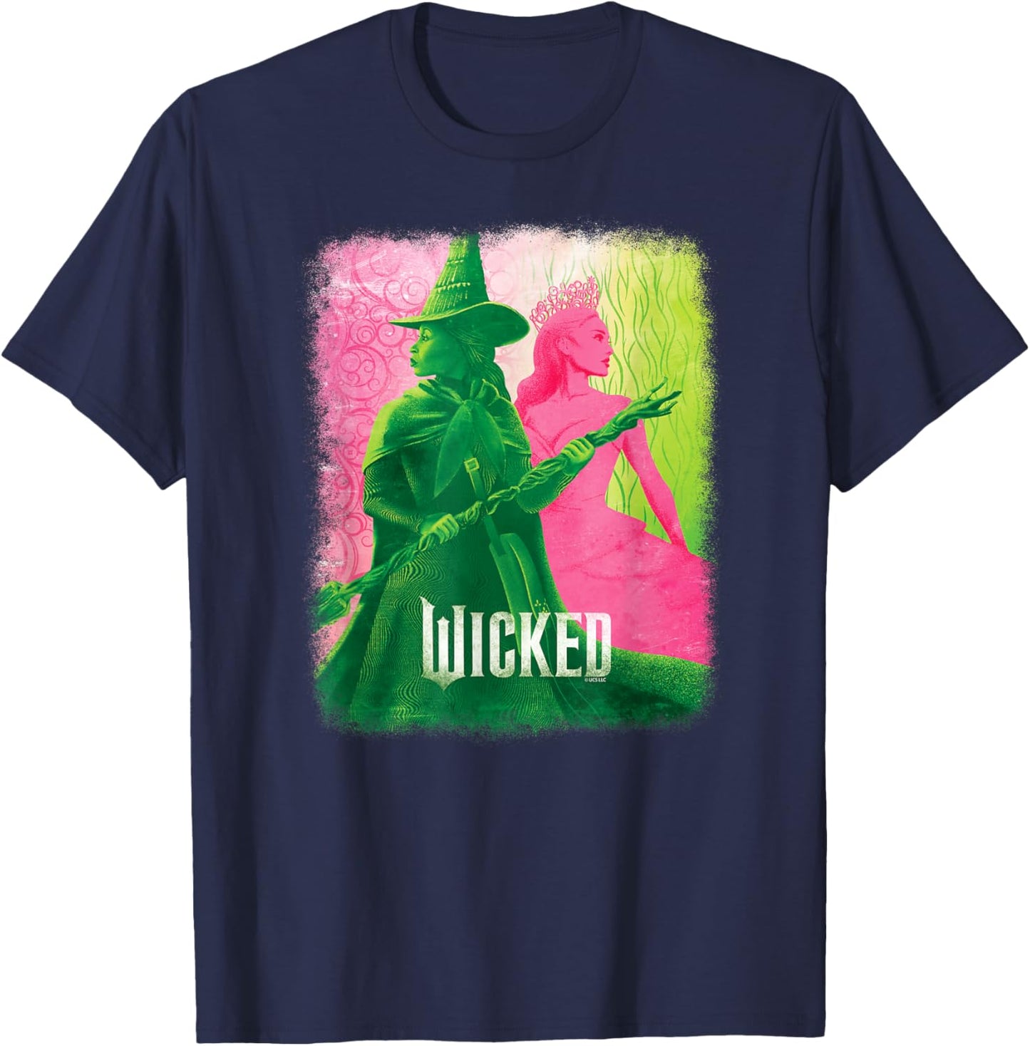 Wicked -Kids Movie Tie-In , Black, Small, Short Sleeve, , Tonal Effect Movie Design T-Shirt - T-Shirt | Navy