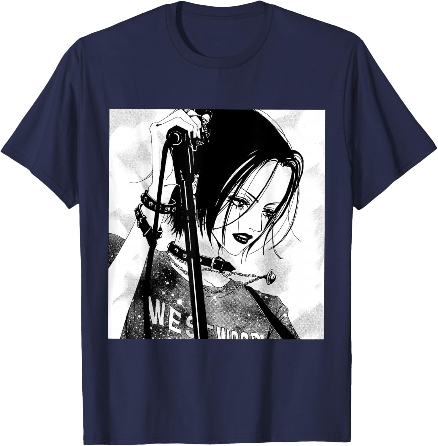 Anime Gothic Girl Aesthetic Soft Grunge Waifu Japanese Otaku T-Shirt - T-Shirt | Navy
