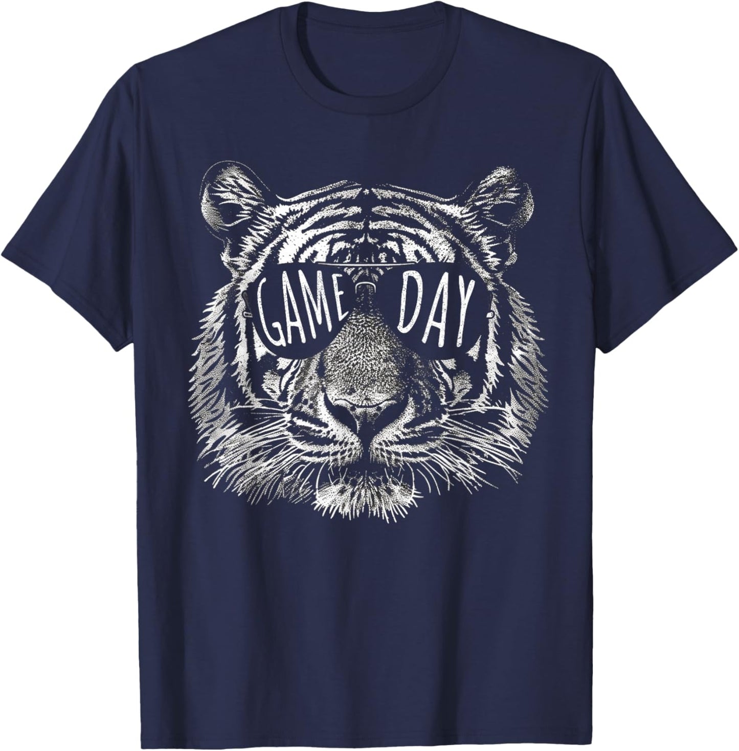 Cool Tiger Sunglasses Sports Fan Gift Game Day Fun Tiger The T-Shirt - T-Shirt | Navy