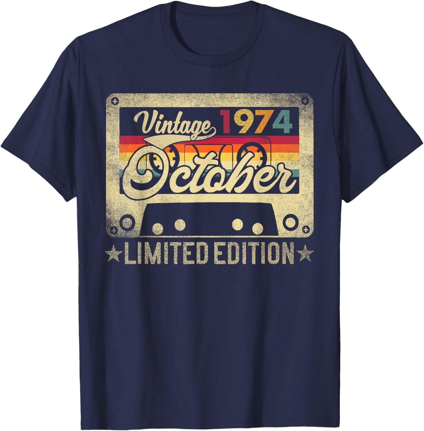 October 1974 Retro 51st Birthday Limited Edition Vintage T-Shirt - T-Shirt | Navy