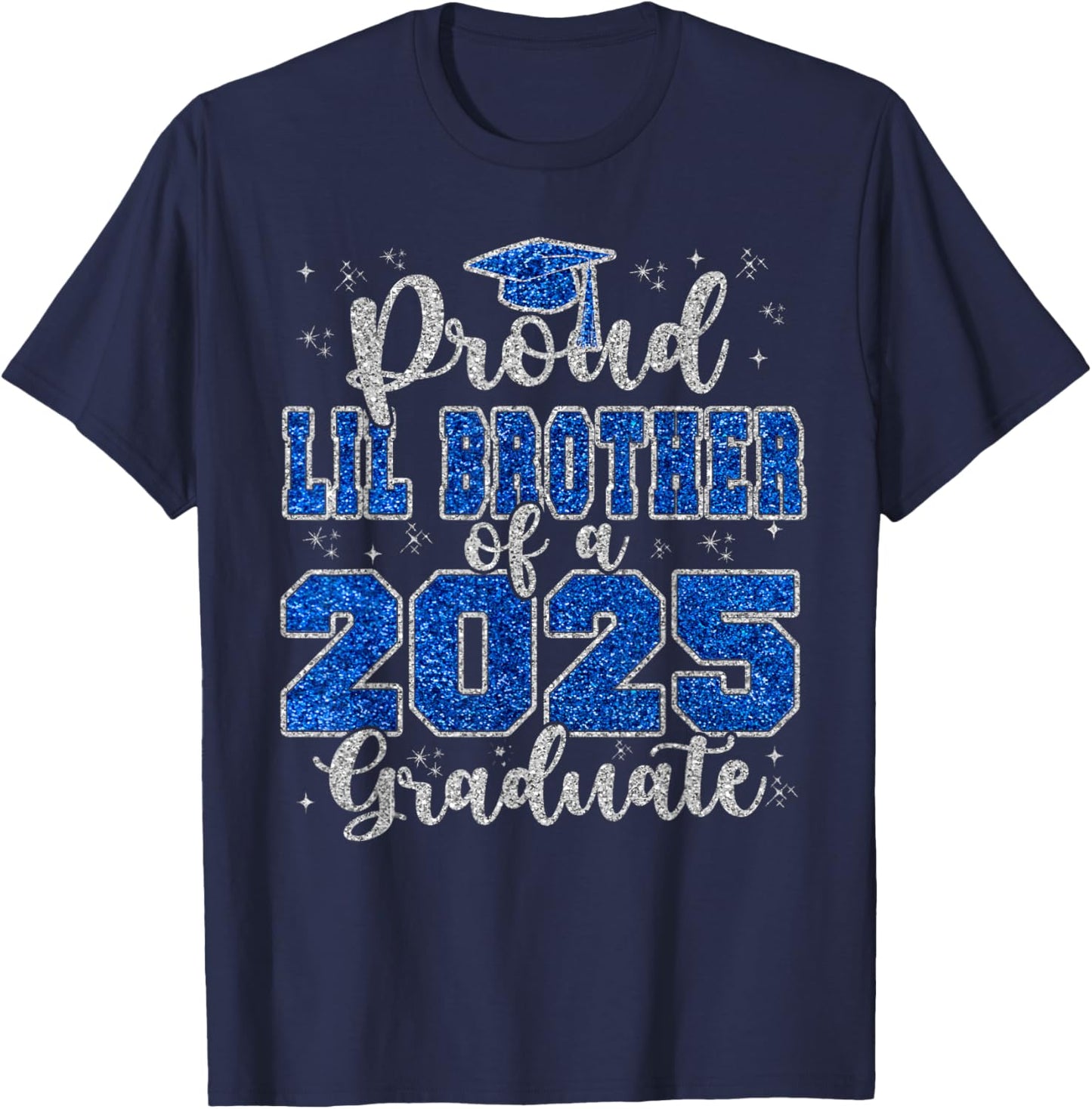 Proud Lil Brother of a 2025 Graduate Squad Graduation T-Shirt - T-Shirt | Navy