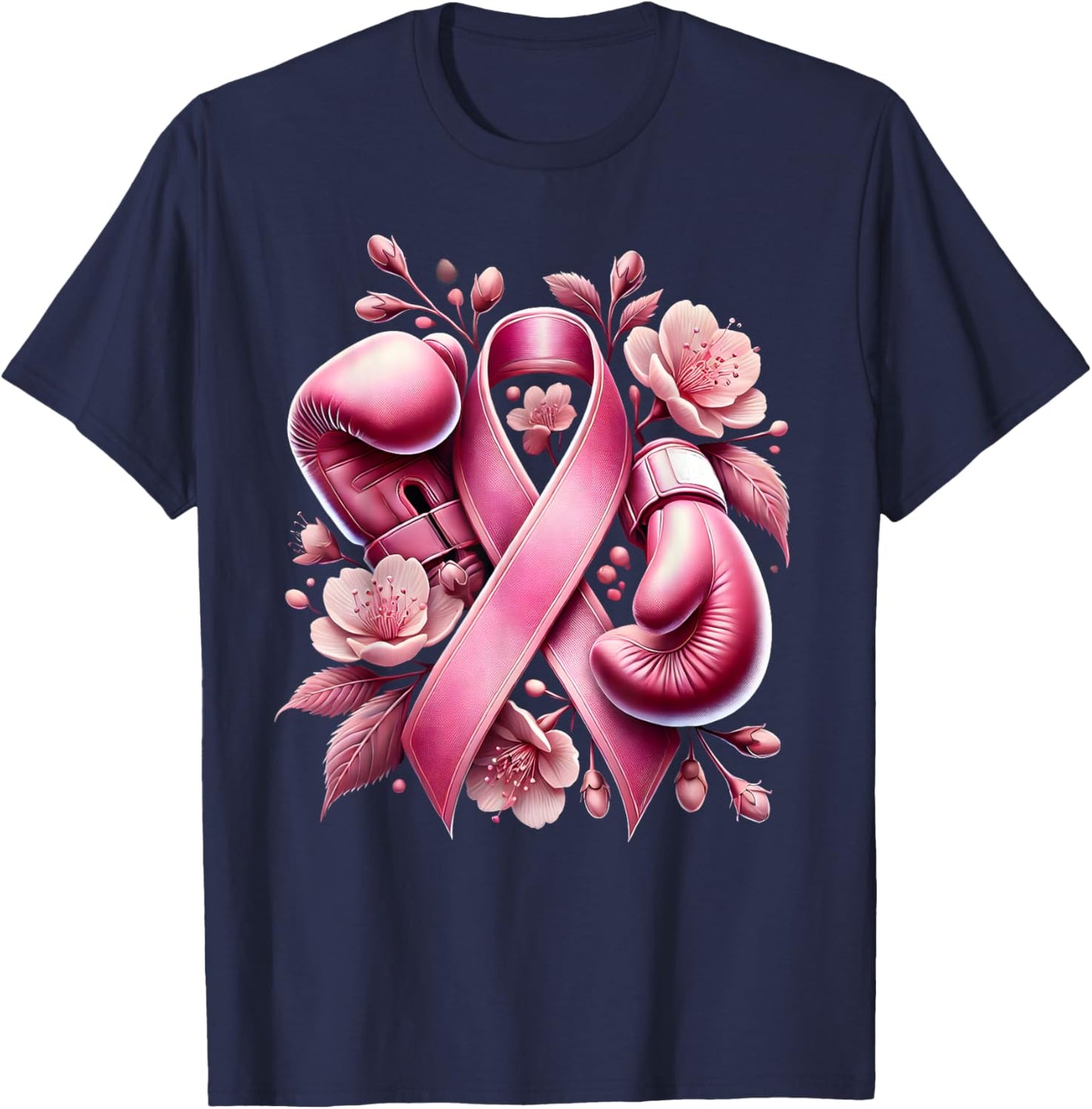 Breast Cancer Warrior Breast Cancer Fighter Pink Ribbon T-Shirt - T-Shirt | Navy