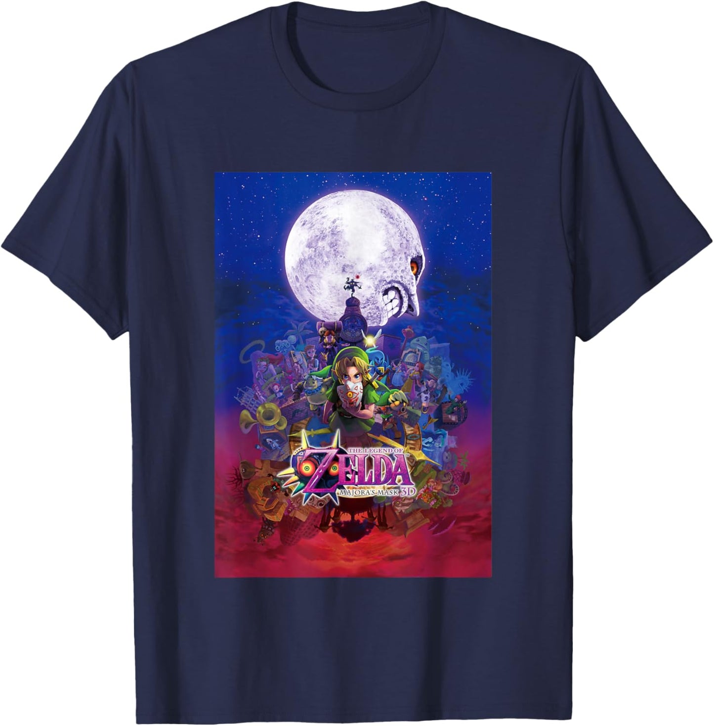 The Legend of Zelda Majora's Mask Gradient Distressed Poster T-Shirt - T-Shirt | Navy