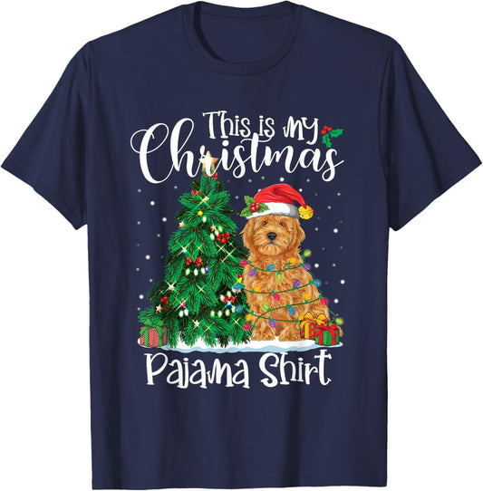 This Is My Christmas Pajama Shirt Goldendoodle Lover Dog T-Shirt - T-Shirt | Navy