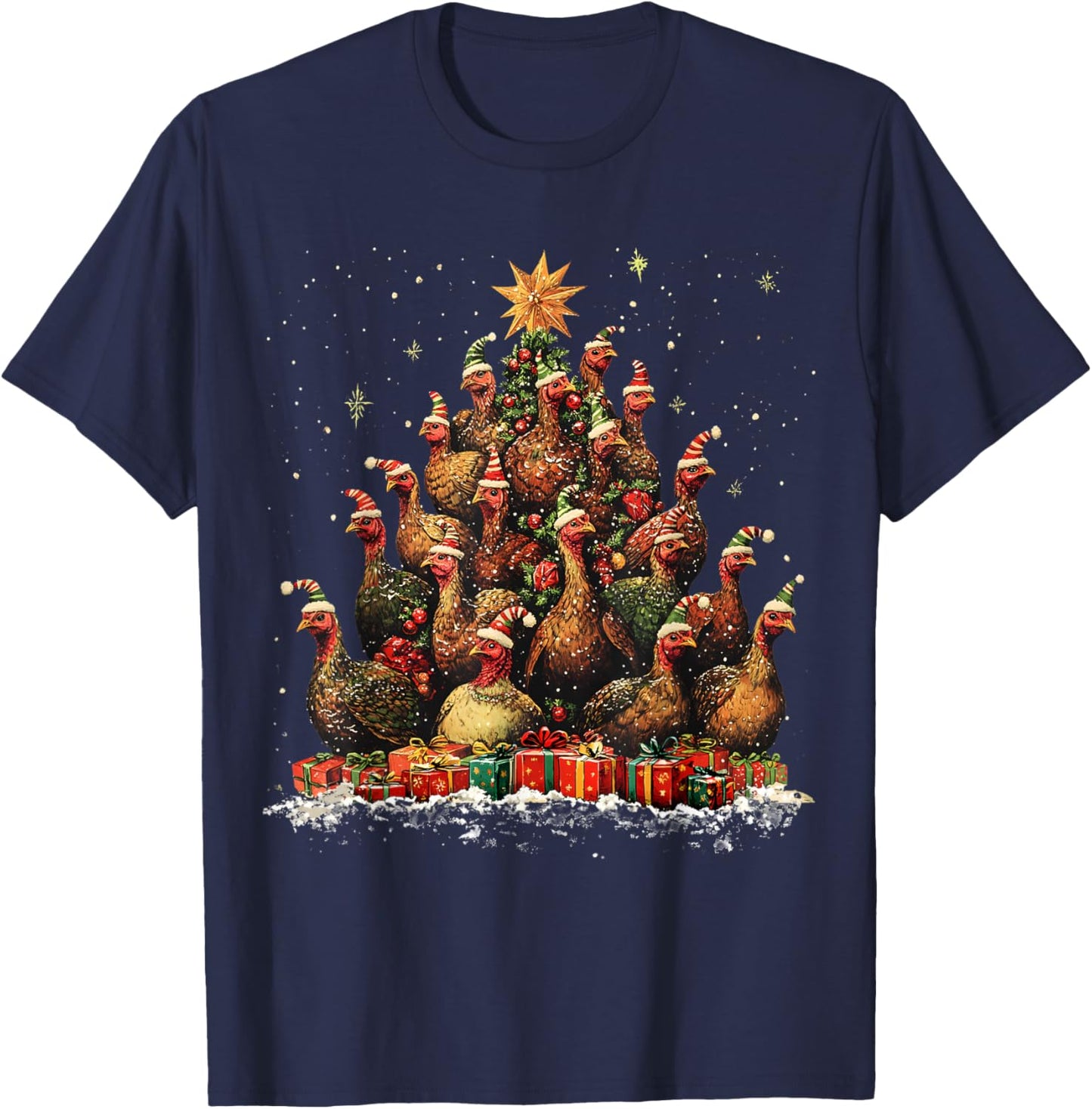 Turkey Christmas Tree Ornament Decor Xmas T-Shirt - T-Shirt | Navy