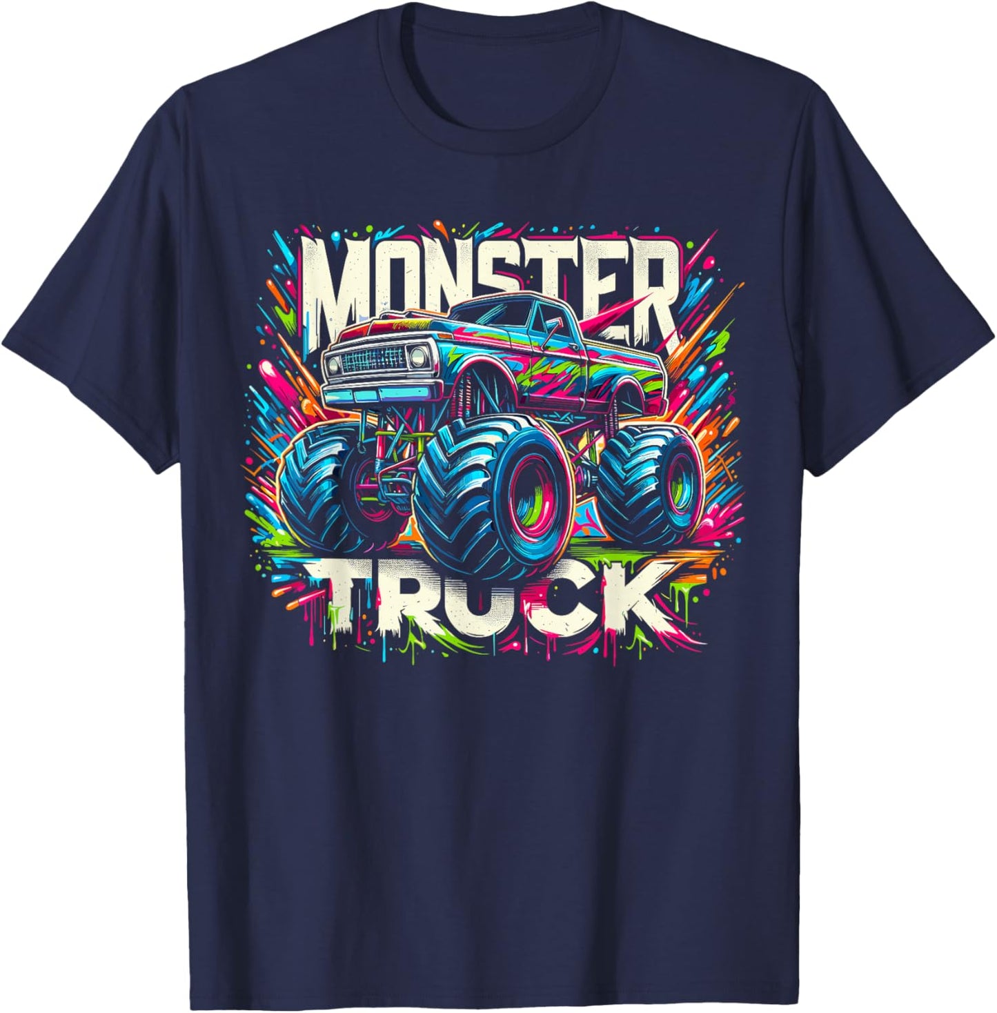 Colorful Graffiti Monster Truck T-Shirt - T-Shirt | Navy