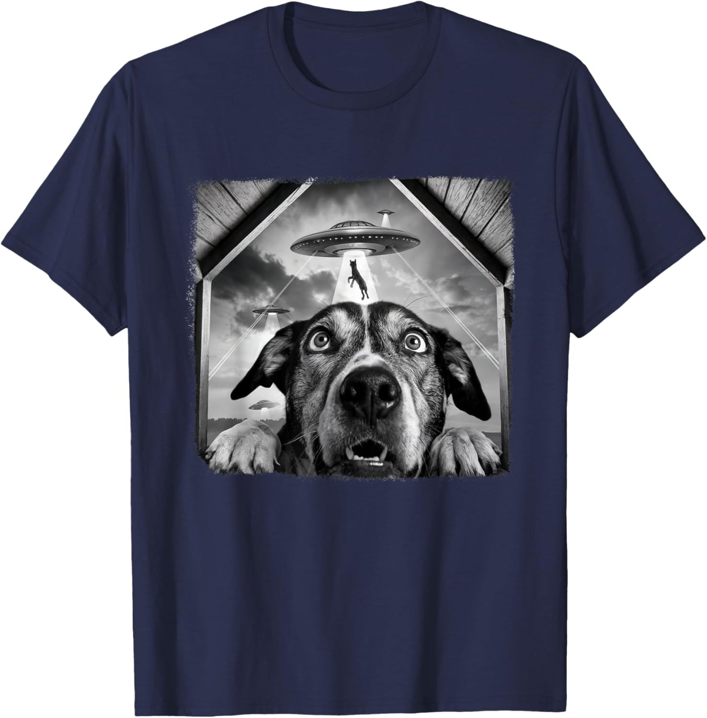 Dog Abducted By Aliens Funny Halloween Ufo Dog Mom Dad Women T-Shirt - T-Shirt | Navy