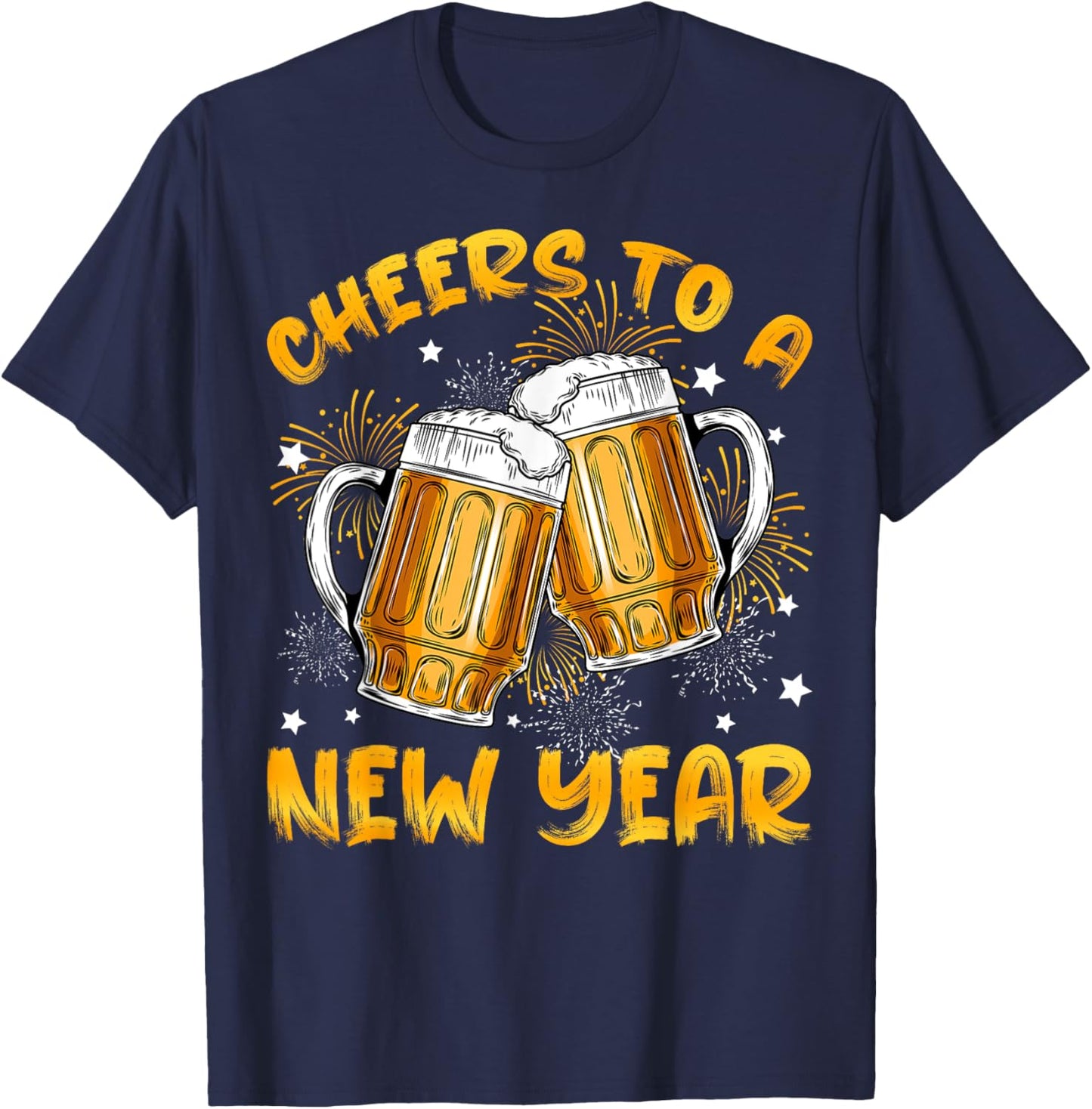 Cheers To A New Year 2026 Beer Glasses New Years Eve Party T-Shirt - T-Shirt | Navy