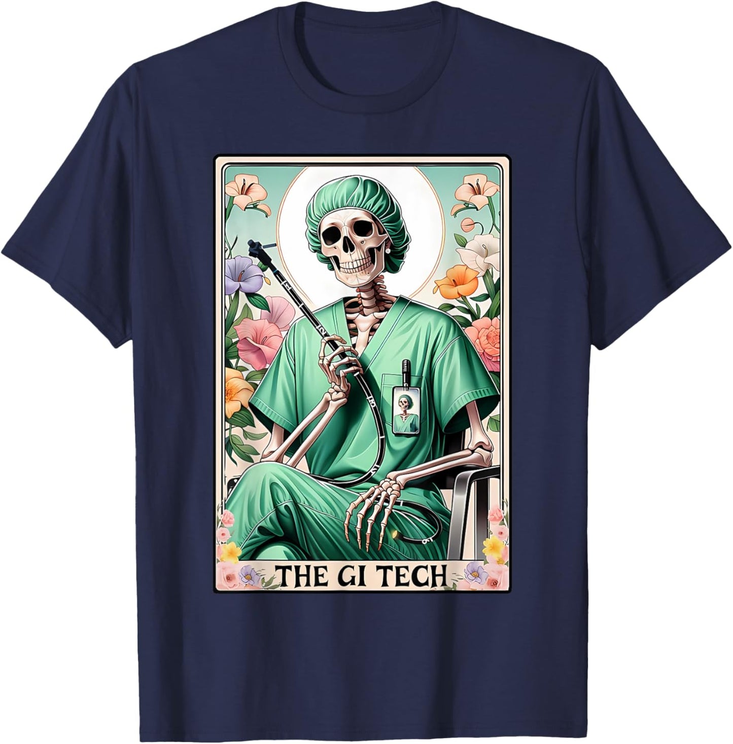 GI Tech Tarot Card Skeleton Gastroenterology GI Crew Endo T-Shirt - T-Shirt | Navy