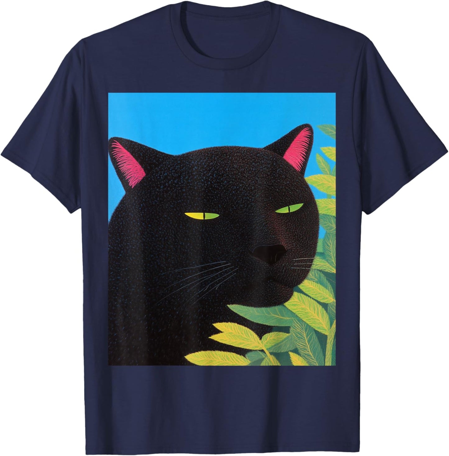 Trendy Fashion Tops Sarcastic Cat Panther Black Graphic T-Shirt - T-Shirt | Navy