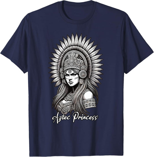 Aztec Princess Chicana Latina Hispanic Mexican Pride T-Shirt - T-Shirt | Navy