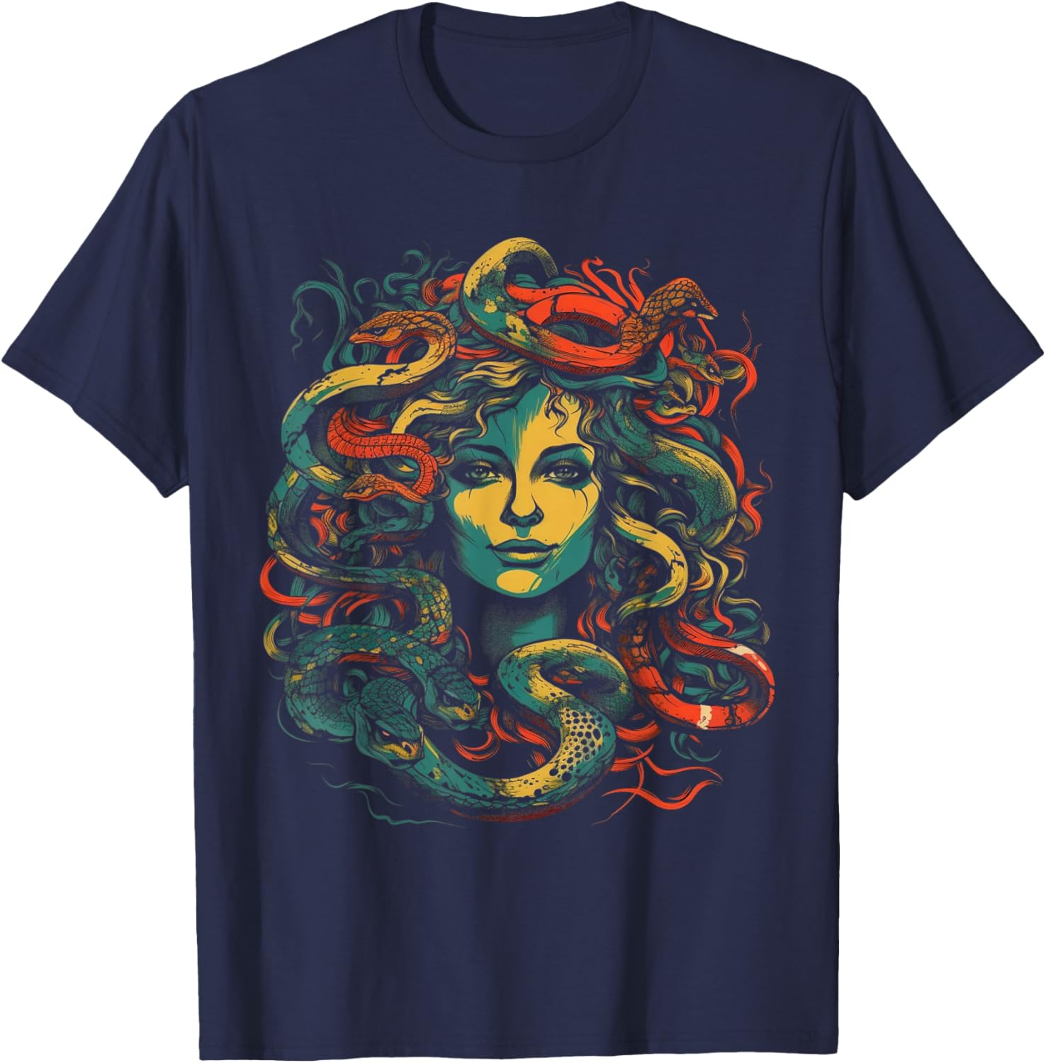 Medusa Occult Scary Dark Grunge Art Gothic T-Shirt - T-Shirt | Navy