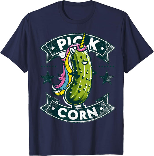 Pickle Unicorn Vintage T-Shirt - T-Shirt | Navy