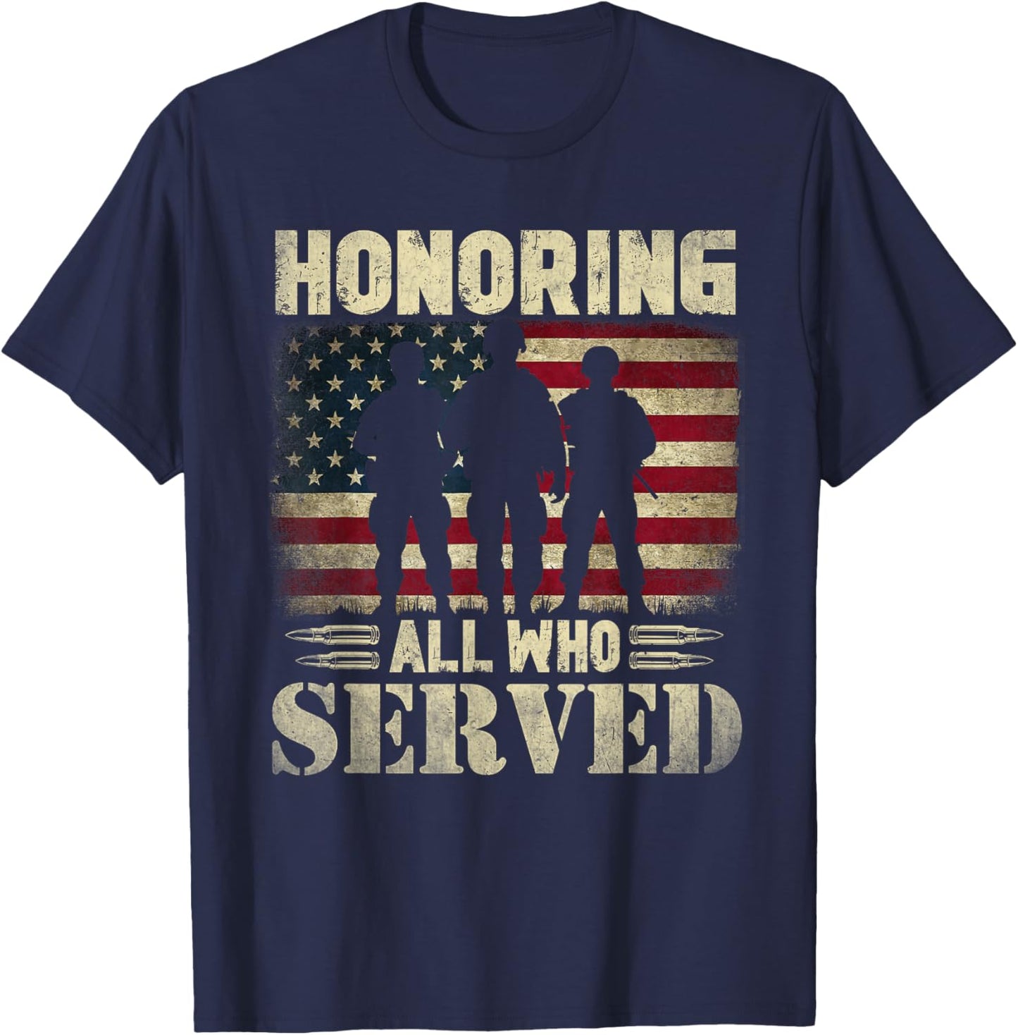 Honoring All Who Served Thank You Veterans Day T-Shirt - T-Shirt | Navy