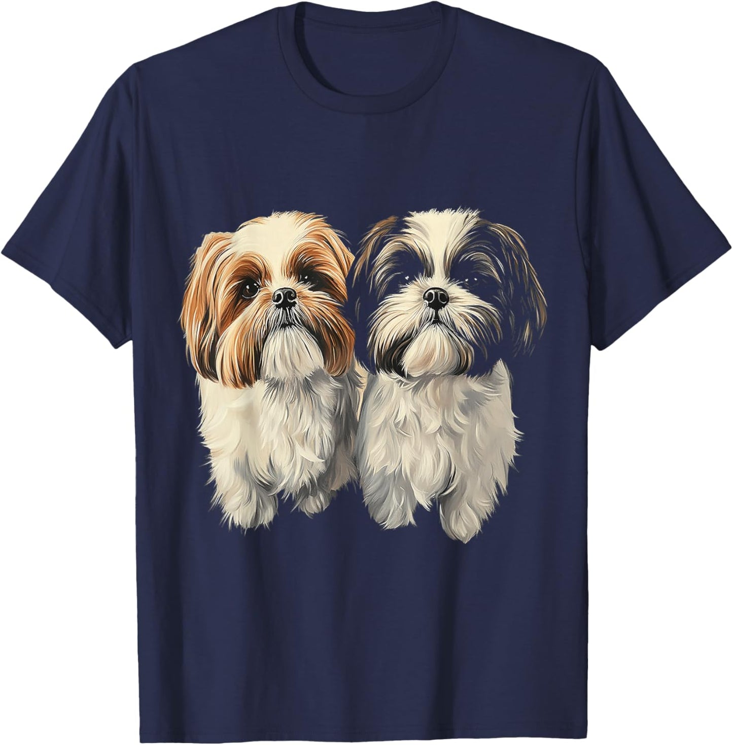 Shih Tzu Dog Motif Pet Artwork Shih Tzu T-Shirt - T-Shirt | Navy