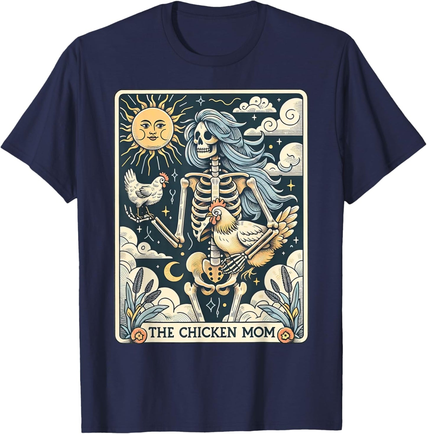 Skeleton Tarot Card Chicken Mom Farm Animal Farmer Women T-Shirt - T-Shirt | Navy