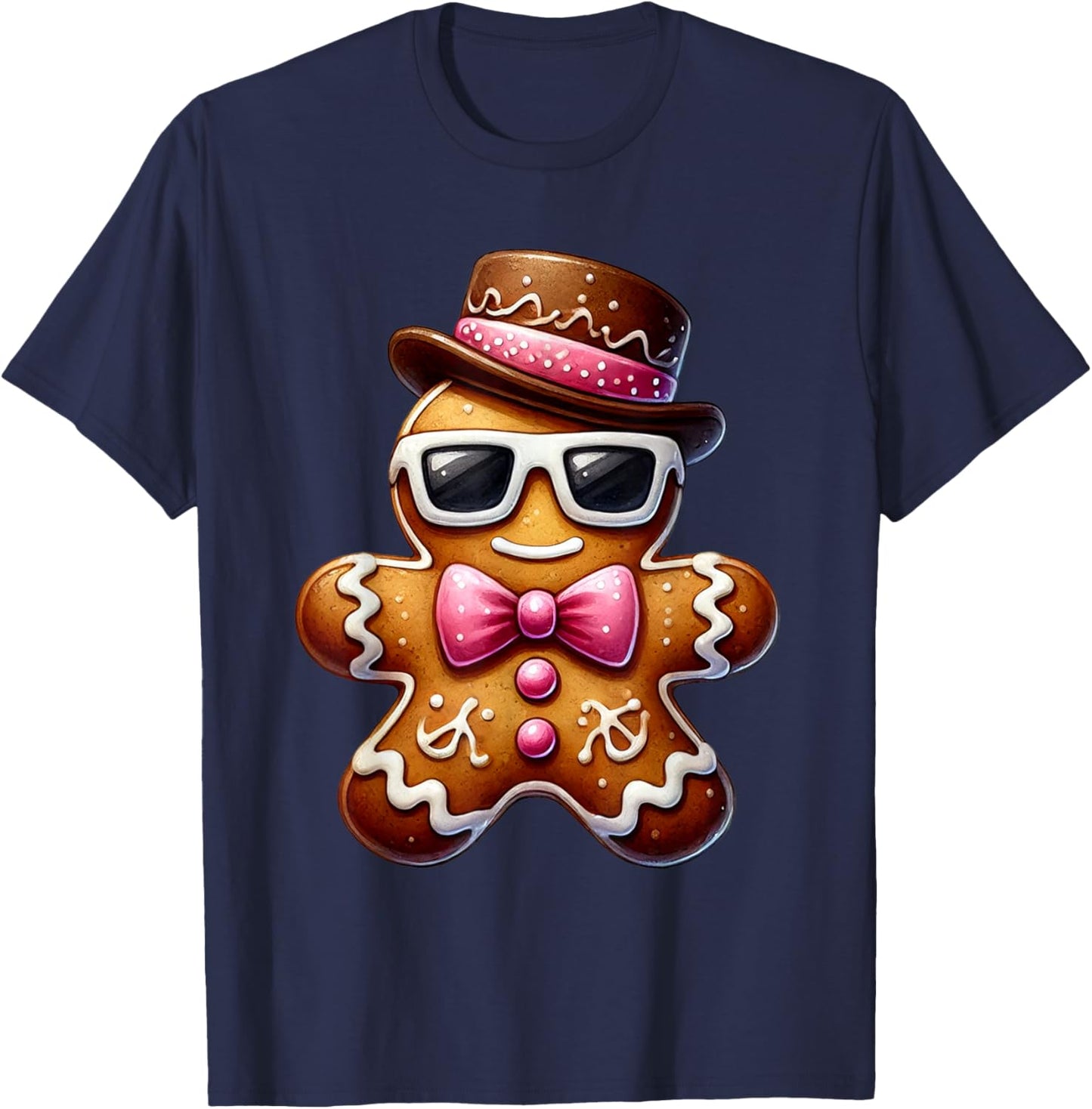 Gingerbread Man Cookie Christmas Pink Coquette Xmas Boy Kids T-Shirt - T-Shirt | Navy