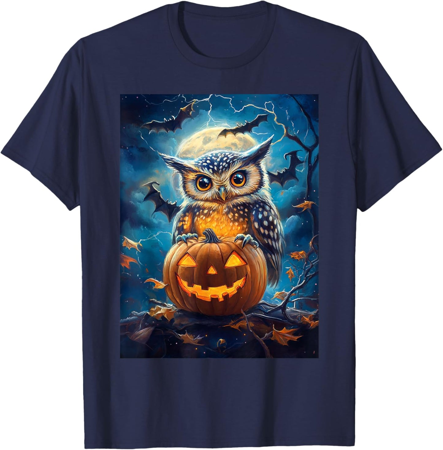 Halloween Girls Owl Boys Spooky Scary Pumpkin Kids Halloween T-Shirt - T-Shirt | Navy