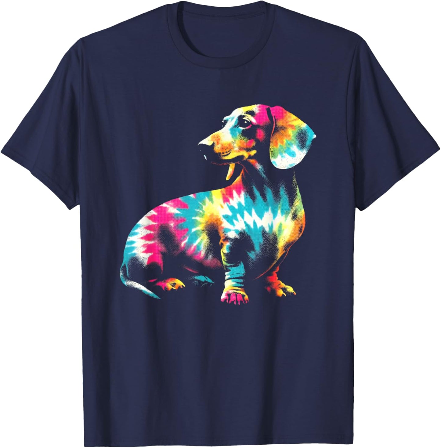 Dachshund Tie Dye - Vintage Dachshund Dog Breed Lover T-Shirt - T-Shirt | Navy