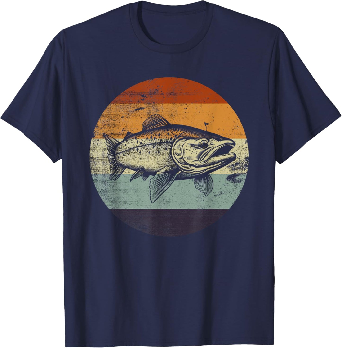 Steelhead Fish Retro Style T-Shirt - T-Shirt | Navy