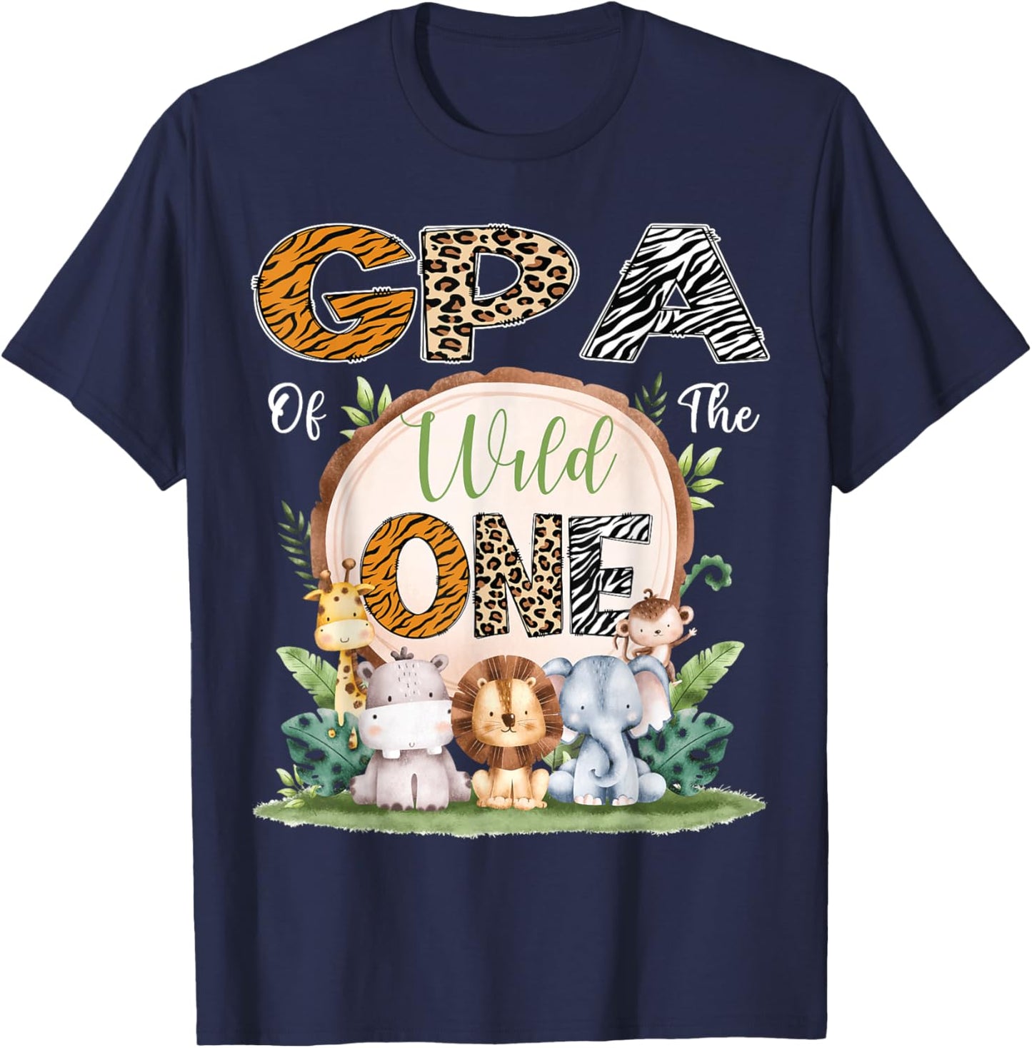 GPA Of The Wild One First Birthday Safari Woodland T-Shirt - T-Shirt | Navy