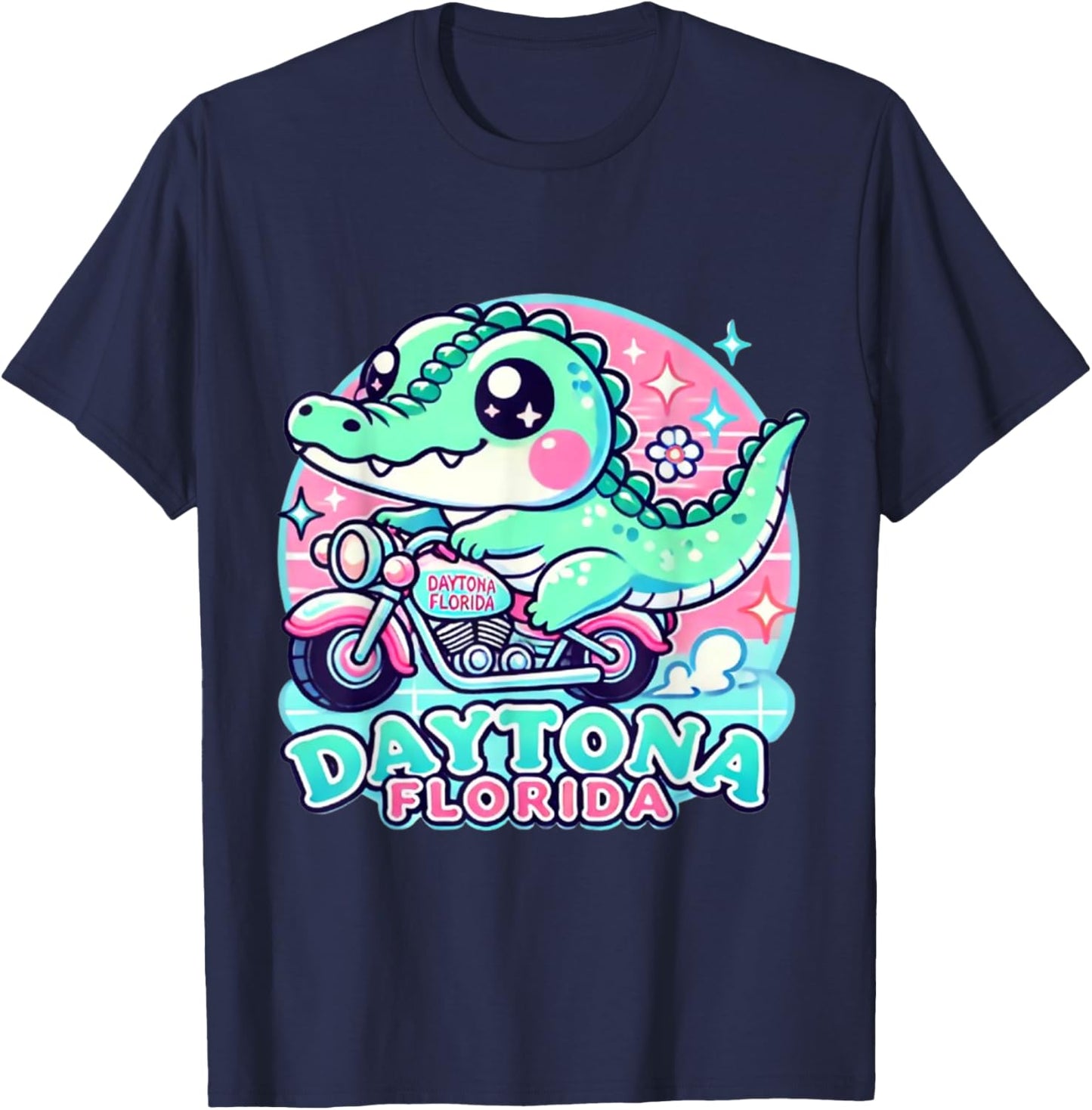 Daytona Youth Florida Alligator Motorcycle kids Girls Cute T-Shirt - T-Shirt | Navy