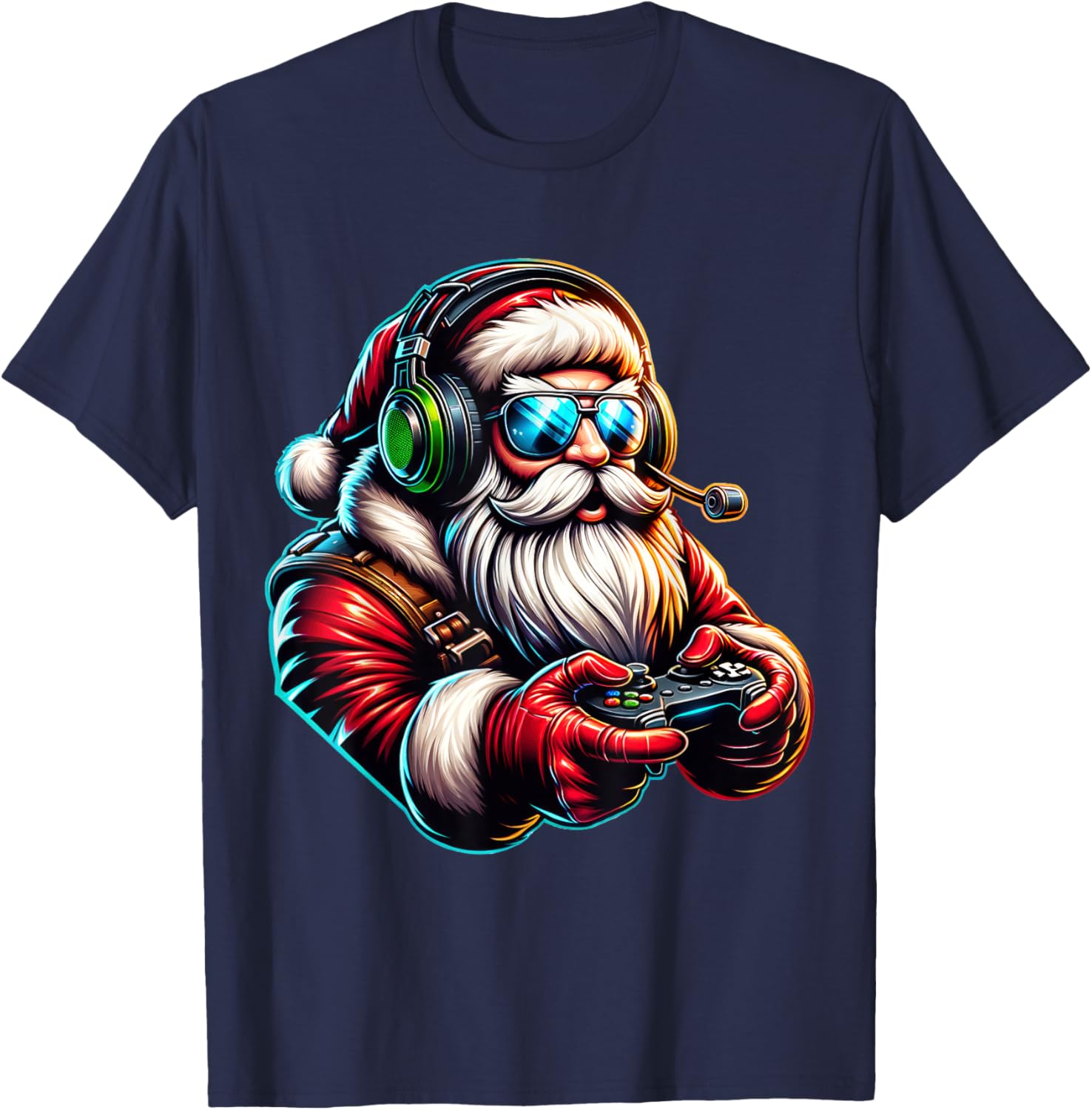 Christmas Gamer Boys Video Game Santa Xmas T-Shirt - T-Shirt | Navy