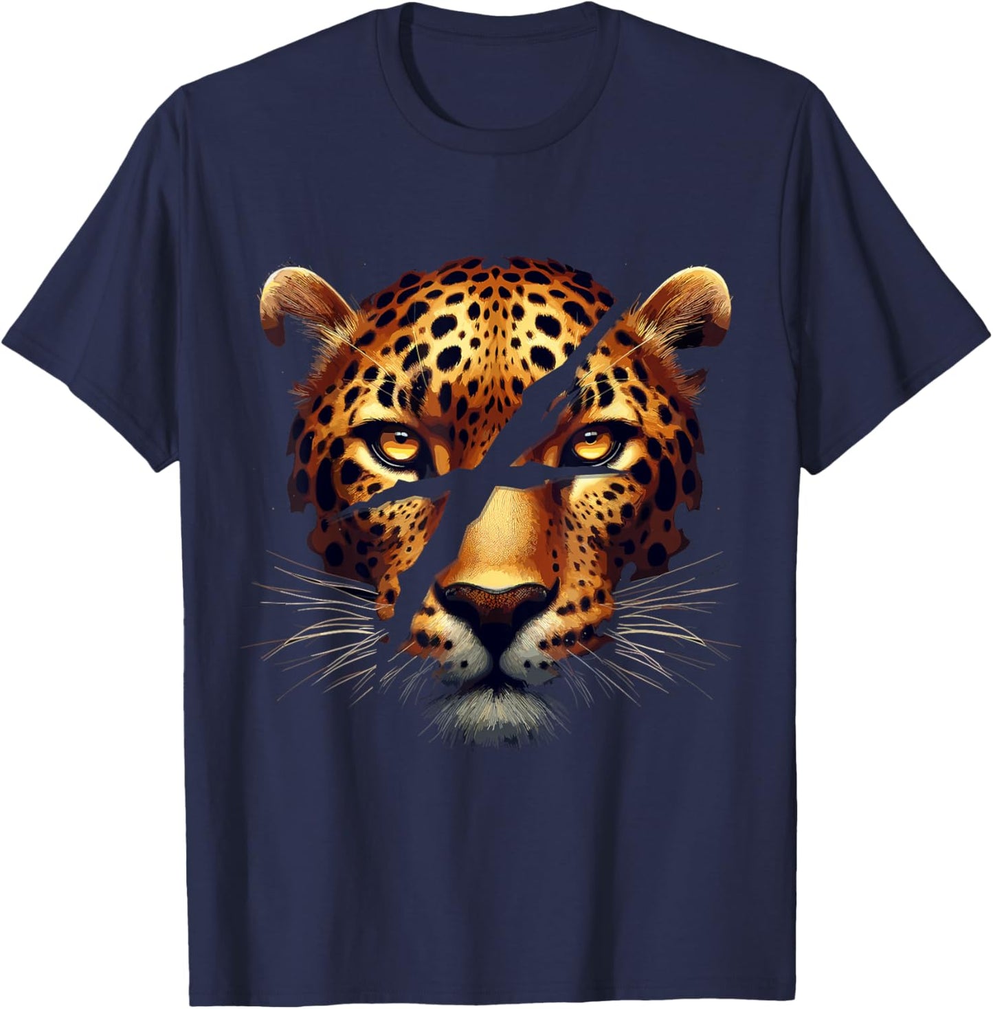 Leopard Cheetah Tiger Leopard Face Lion Cat T-Shirt - T-Shirt | Navy