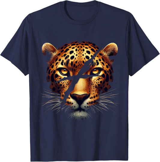 Leopard Cheetah Tiger Leopard Face Lion Cat T-Shirt - T-Shirt | Navy