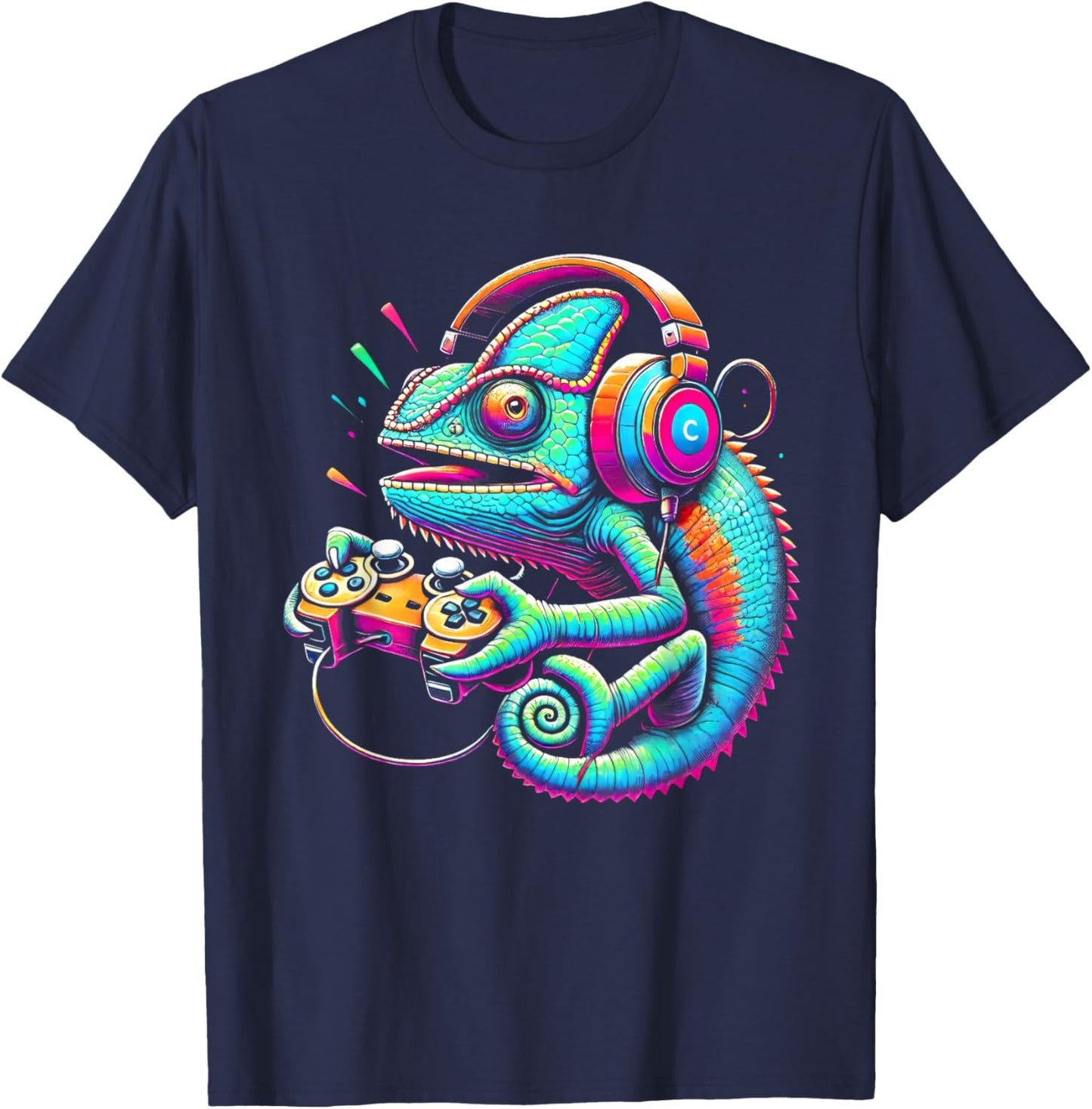 Chameleon Video Game Controller Funny T-Shirt - T-Shirt | Navy