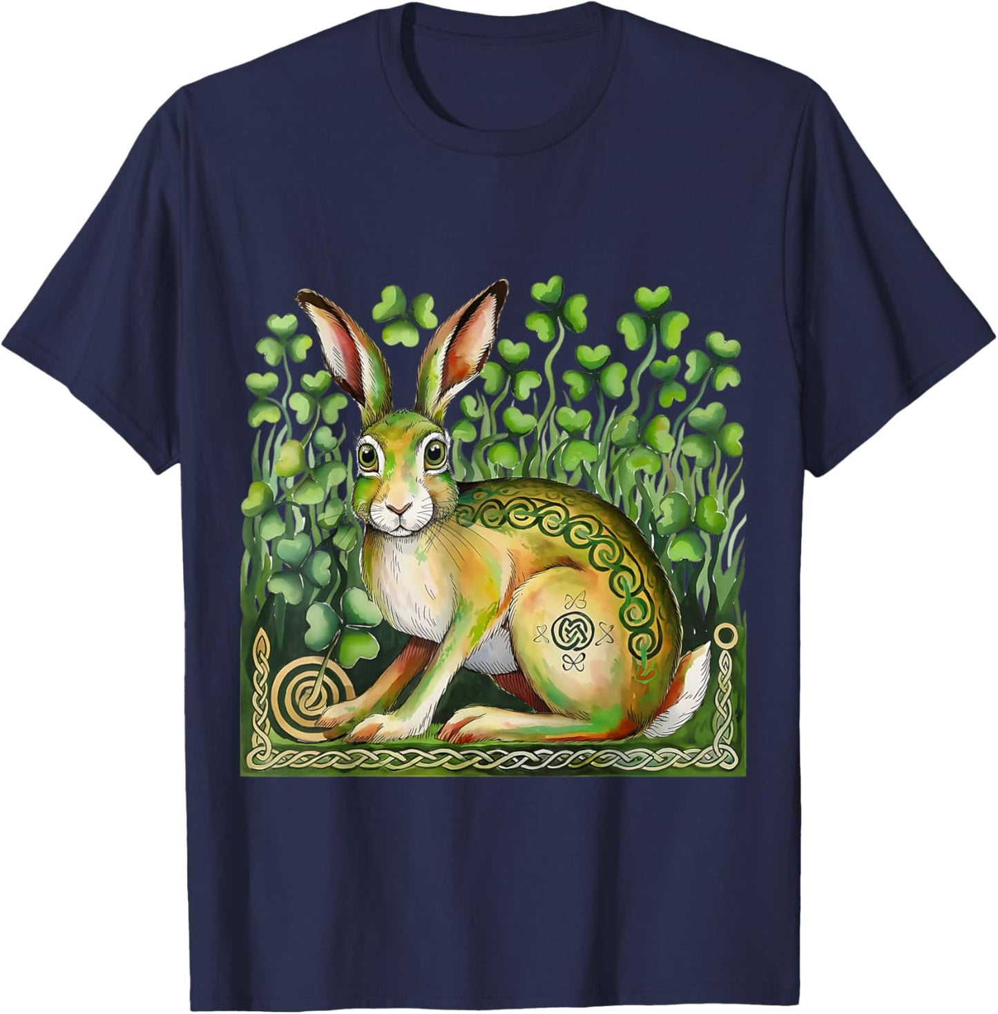 St Patrick's Day Irish Hare traditional Rabbit Celtic Knot T-Shirt - T-Shirt | Navy