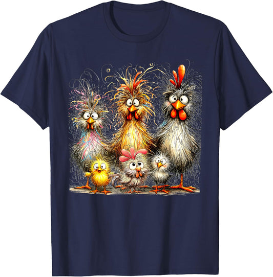 Funny Chicken Eagerlys Colorful Rufled Hair Painting Women T-Shirt - T-Shirt | Navy