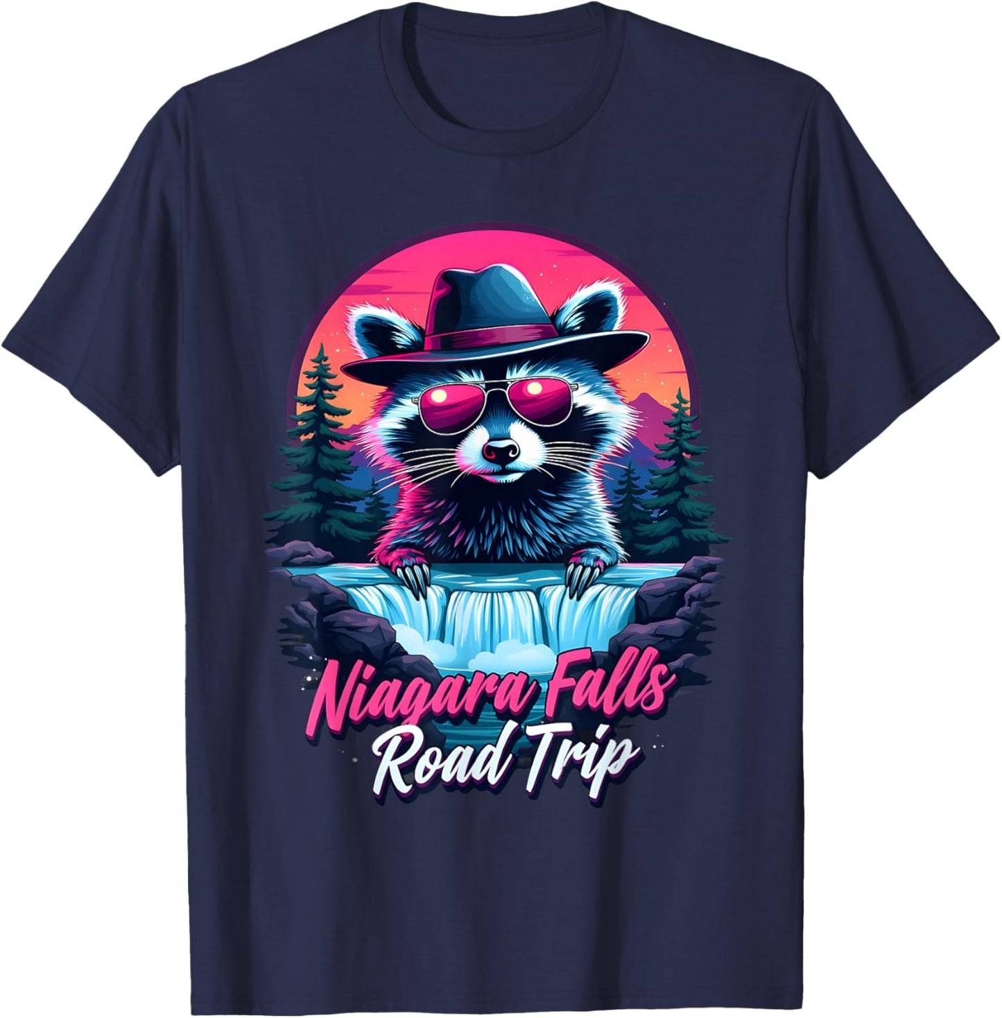 Road Trip Squad Niagara Falls Souvenirs Family Raccoon T-Shirt - T-Shirt | Navy