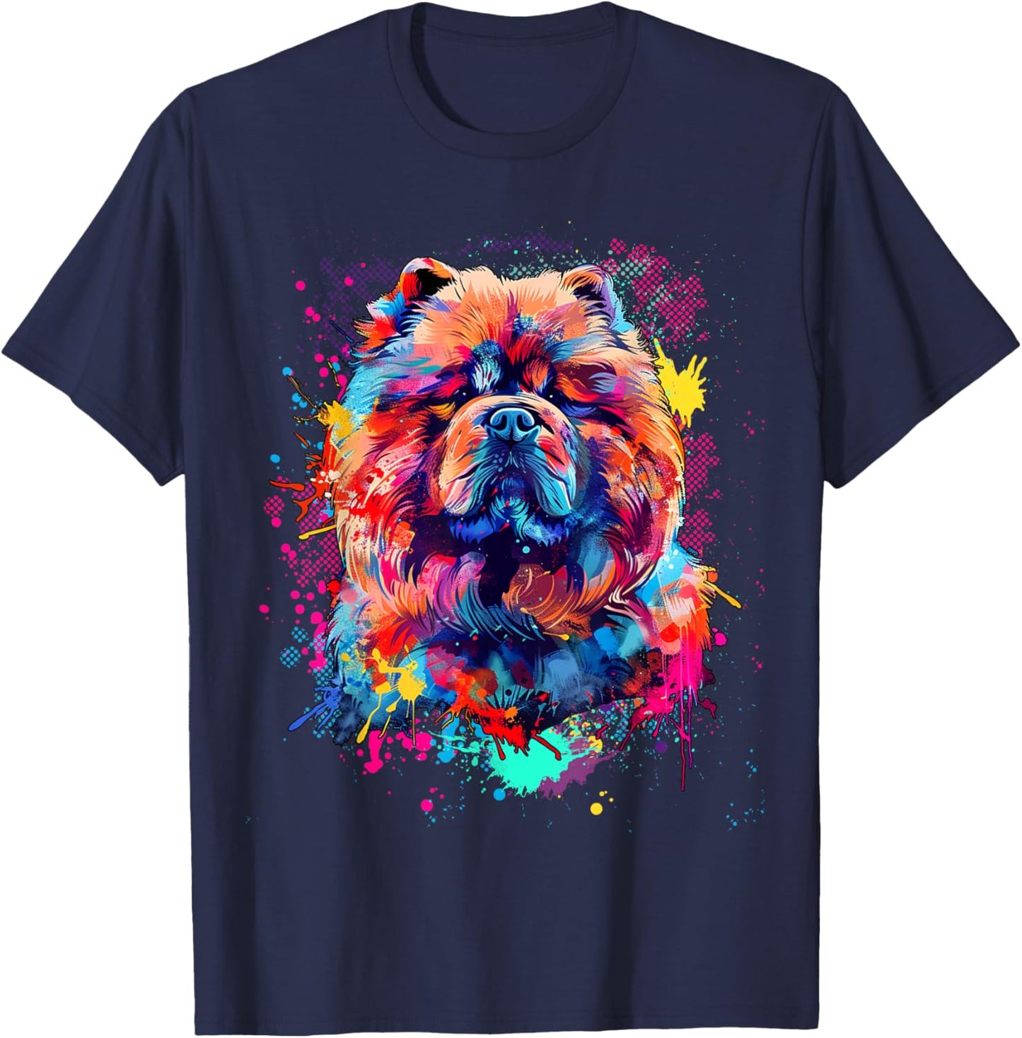 Chow Chow Lovers Colorful Pop Art Chow Chow T-Shirt - T-Shirt | Navy