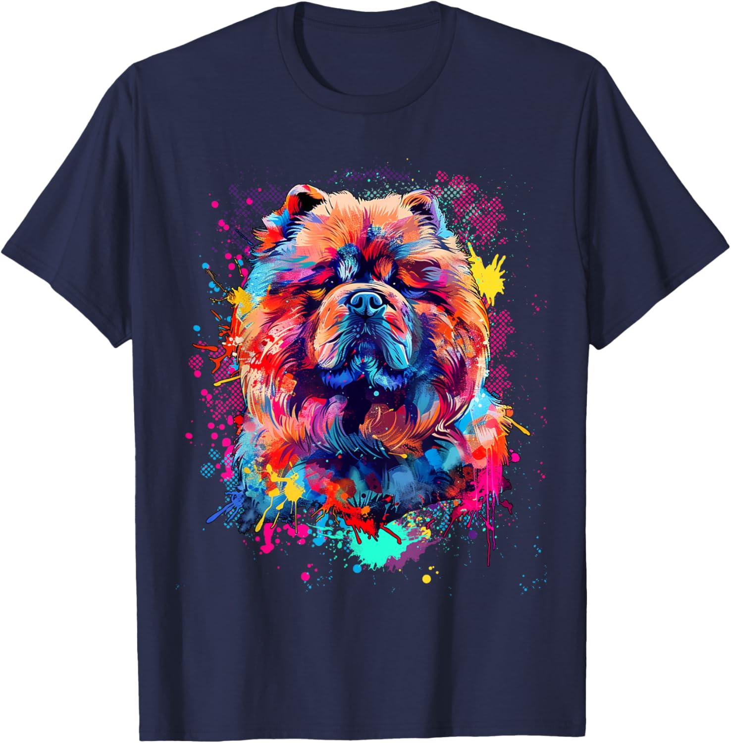 Chow Chow Lovers Colorful Pop Art Chow Chow T-Shirt - T-Shirt | Navy