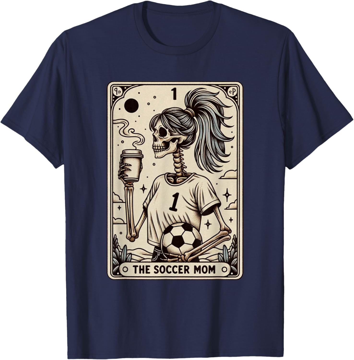 Soccer Mom Tarot Card, Vintage Halloween Soccer Mama T-Shirt - T-Shirt | Navy