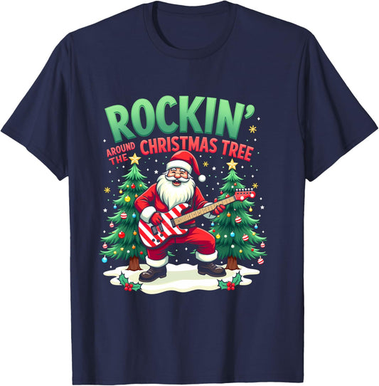 Rockin Around The Christmas Tree T-Shirt - T-Shirt | Navy