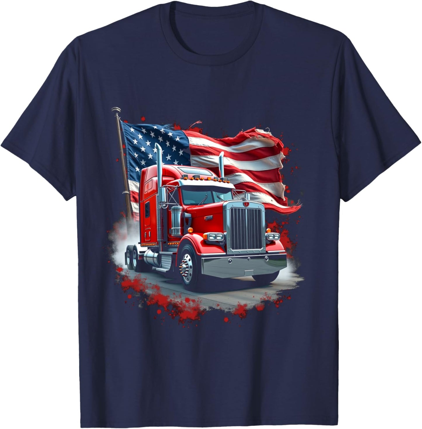 Patriotic Semi Truck T-Shirt - T-Shirt | Navy
