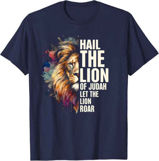 Jewish Yahweh Hail The Lion Of Judah Let The Lion Roar T-Shirt - T-Shirt | Navy