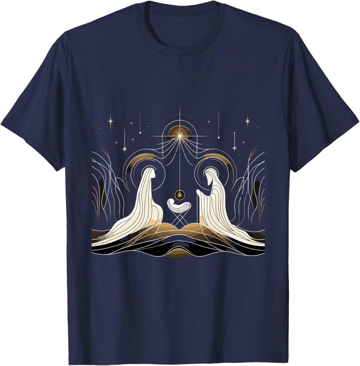 Minimalist Nativity Scene - Christmas Art T-Shirt - T-Shirt | Navy