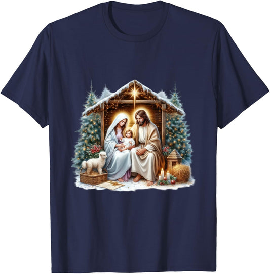 Merry Christmas Birth Of Jesus T-Shirt - T-Shirt | Navy
