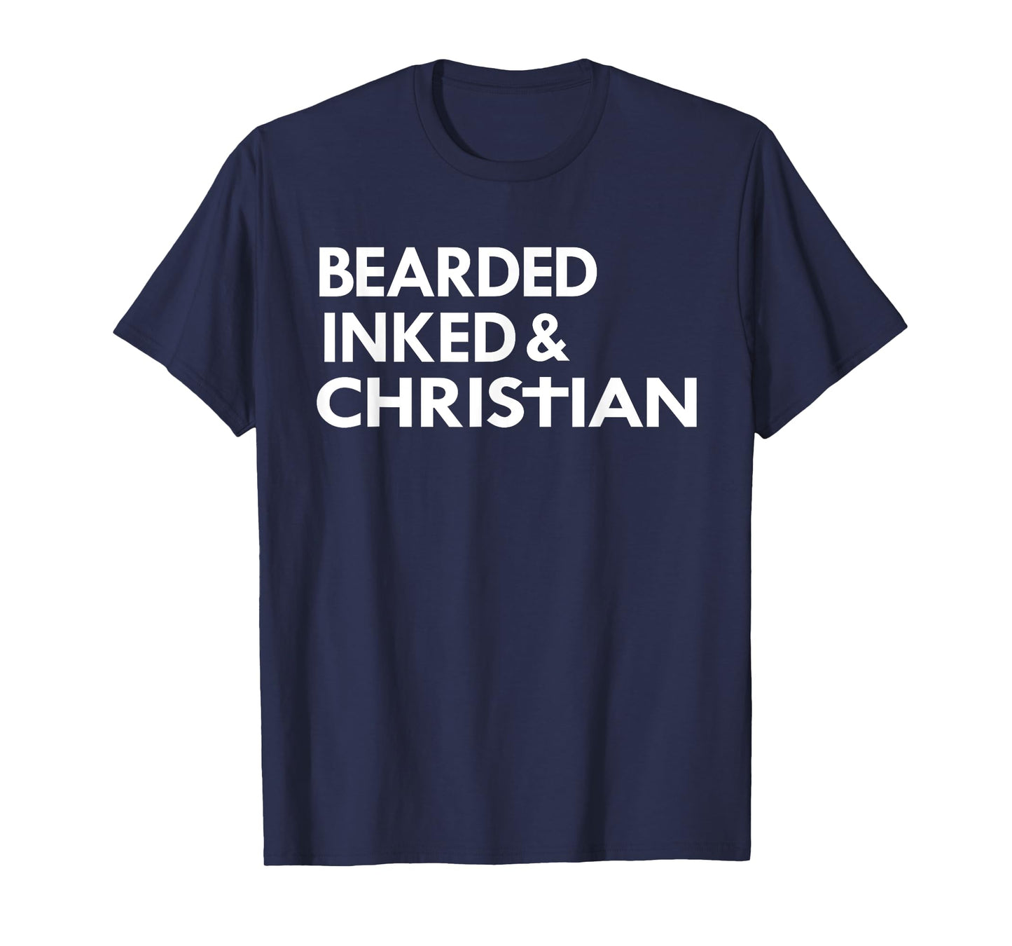 Mens Bearded Inked Christian Funny Beard Tattoo Tats T-Shirt