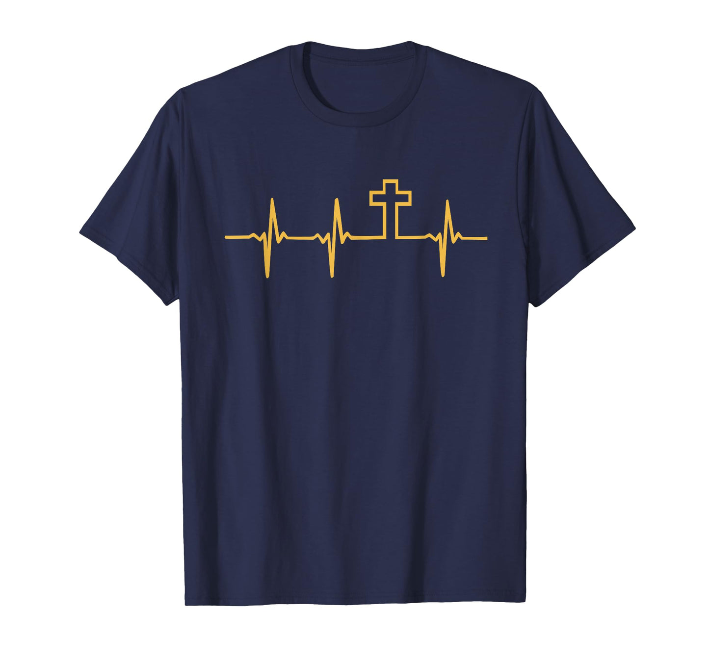 Christian Jesus GOD Religious Cross Heartbeat T-Shirt