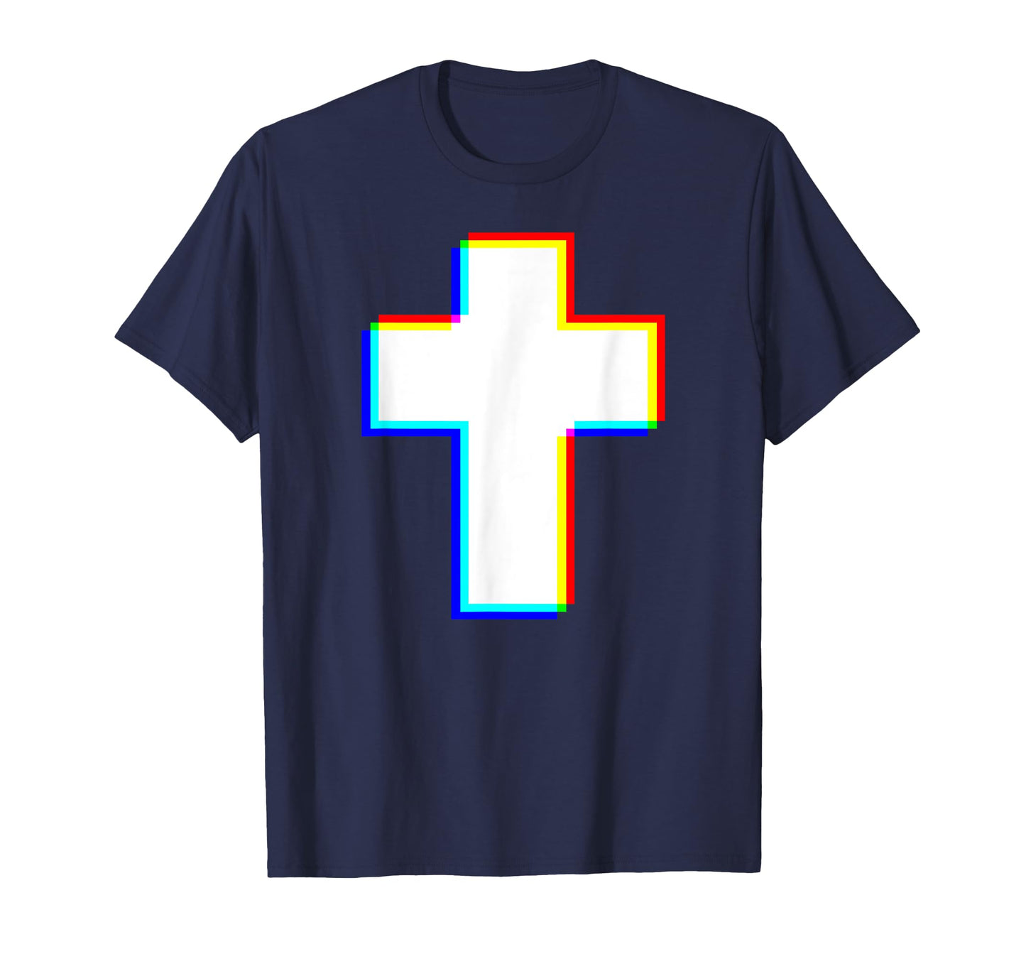 Trendy EDM Cross, Glitch Style Design Christian T-Shirt