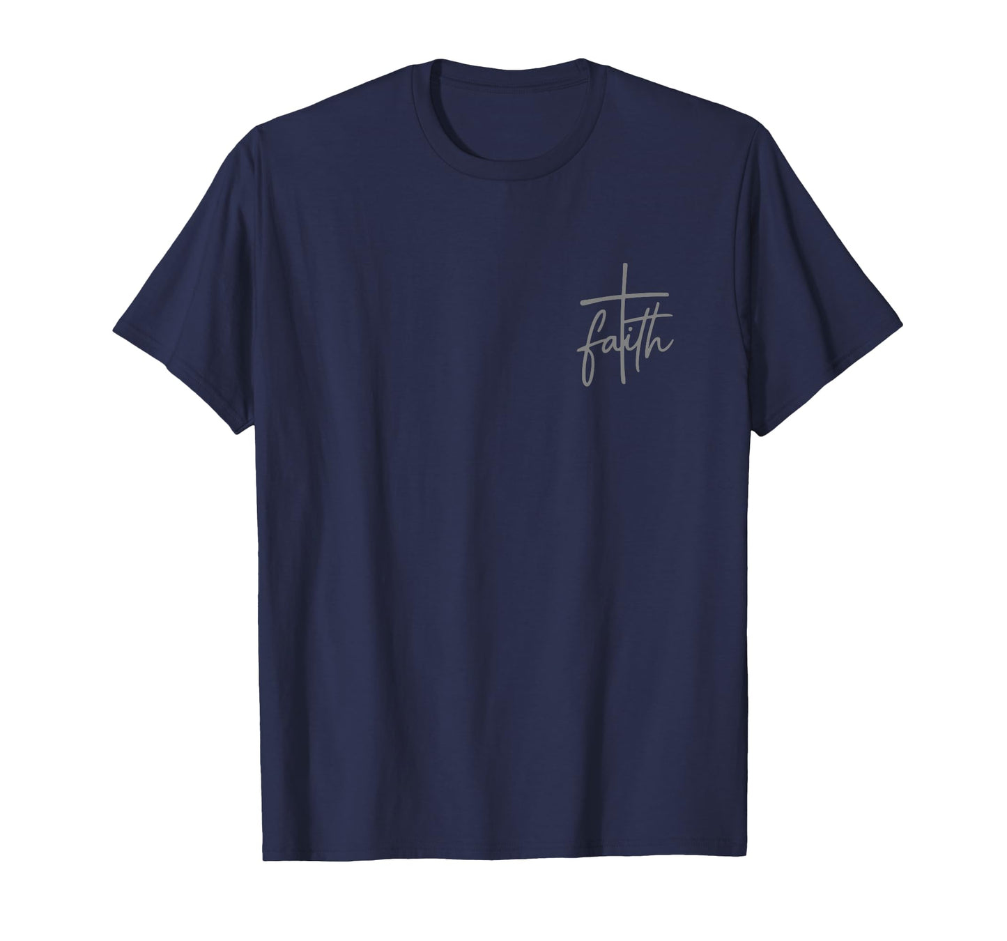 Minimalist Faith Cross Pocket Logo Christian Handwritten Tee T-Shirt