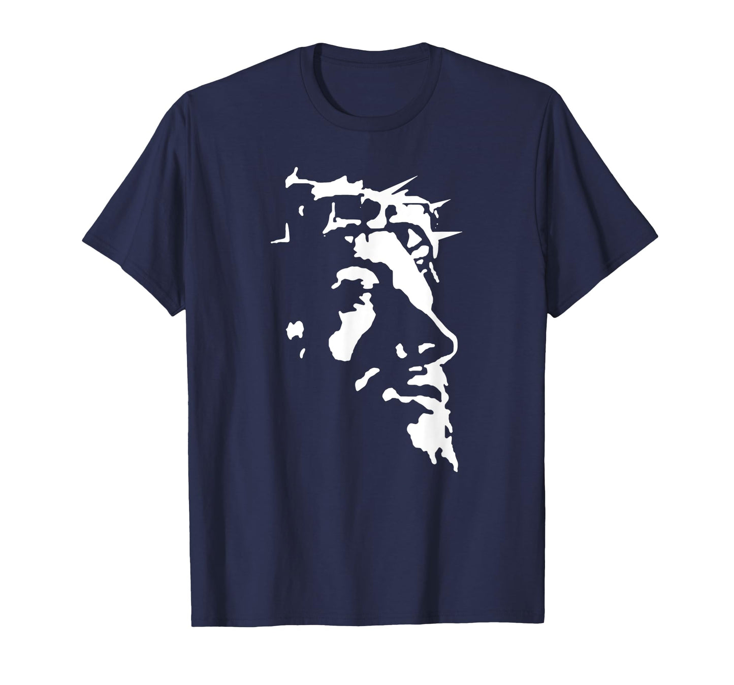 Funny Jesus Christ Face With Crown Of Thorns Passion Stencil T-Shirt