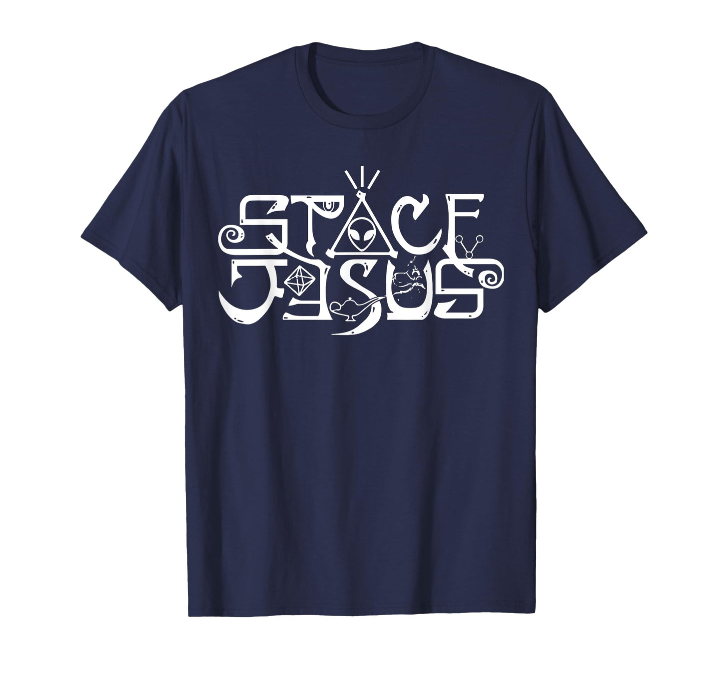 Funny Space Jesus Design Astronaut Science Alien Men Women T-Shirt