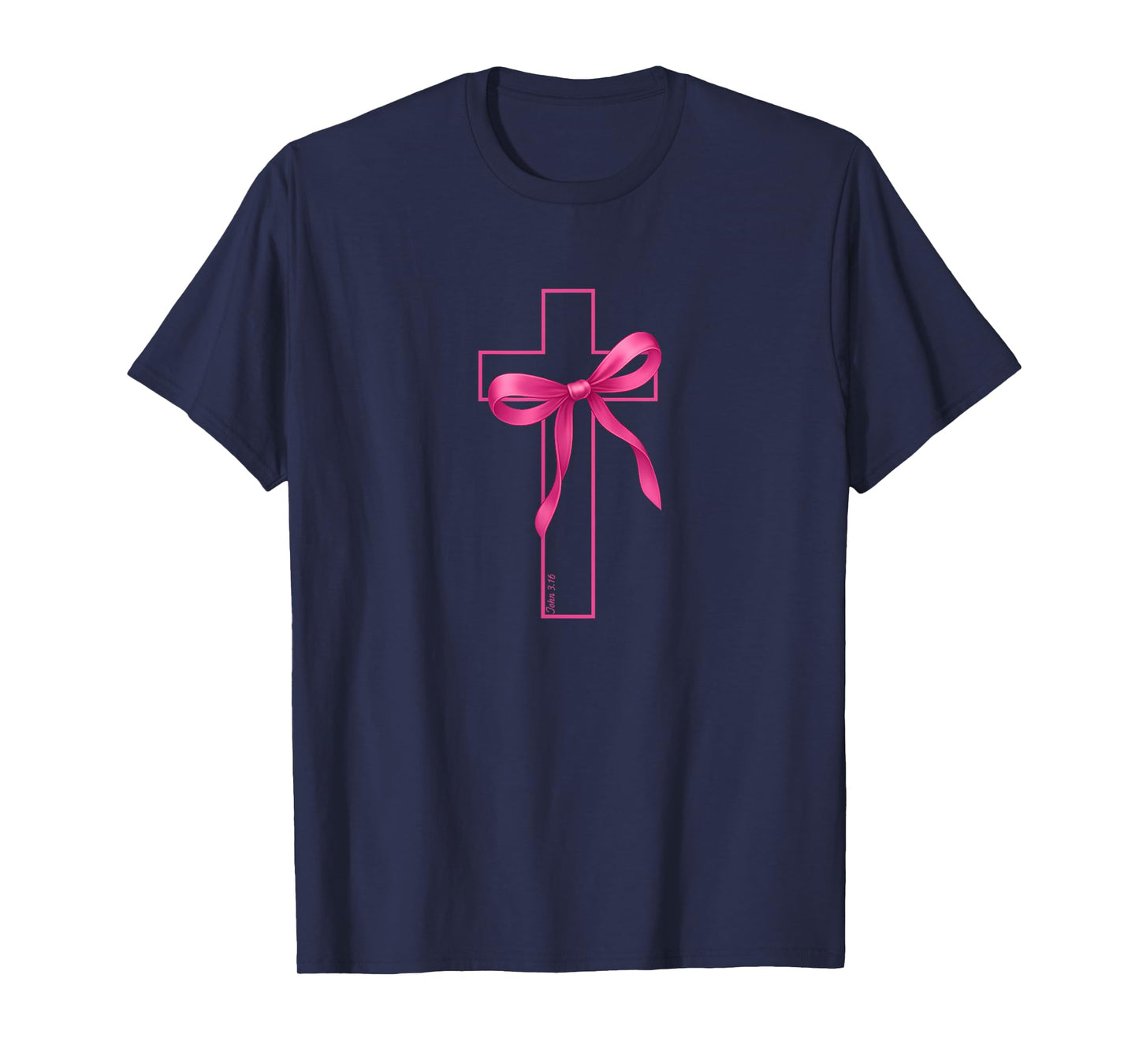 Pink Ribbon Cross Breast Cancer Awareness Christian T-Shirt